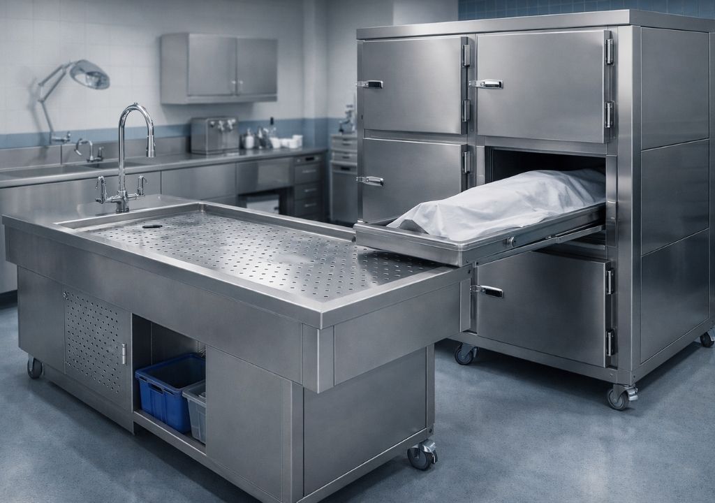 Morgue and anatomy units for forensic medicine